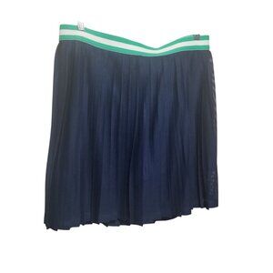 J Crew Women's Navy/Green Pleated Mesh Preppy Pickleball Tennis Skort Sz L